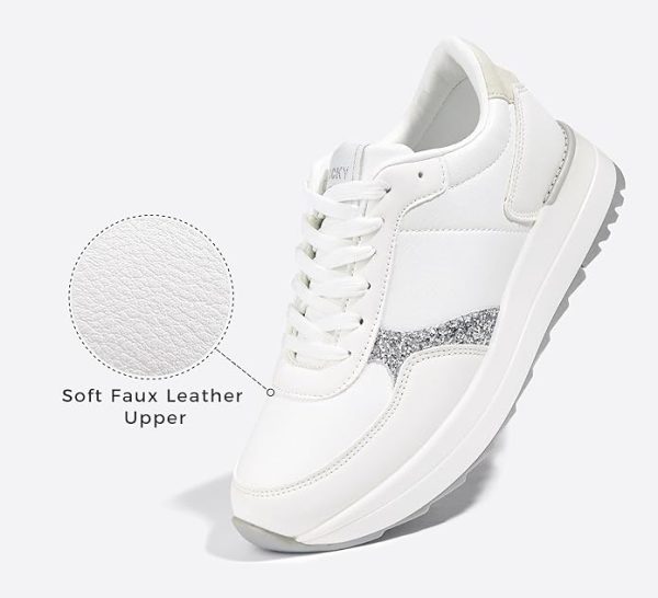 LUCKY STEP Women's Platform Fashion Sneakers Retro Neutral Classic Trainers Colorblock Casual Lace-up Stylish Tennis Chunky Walking Shoes