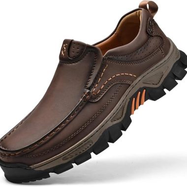 Men's Slip-On Loafers Comfortable Leather Casual Walking Shoes for Work Office Dress Outdoor