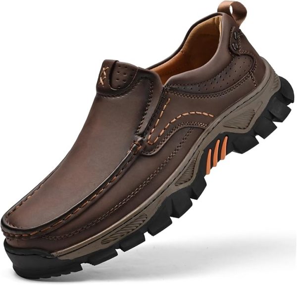 Men's Slip-On Loafers Comfortable Leather Casual Walking Shoes for Work Office Dress Outdoor