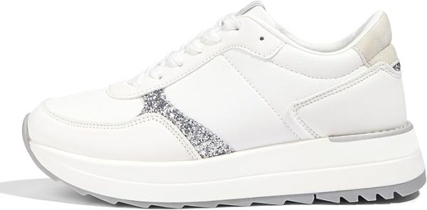 LUCKY STEP Women's Platform Fashion Sneakers Retro Neutral Classic Trainers Colorblock Casual Lace-up Stylish Tennis Chunky Walking Shoes - Image 2