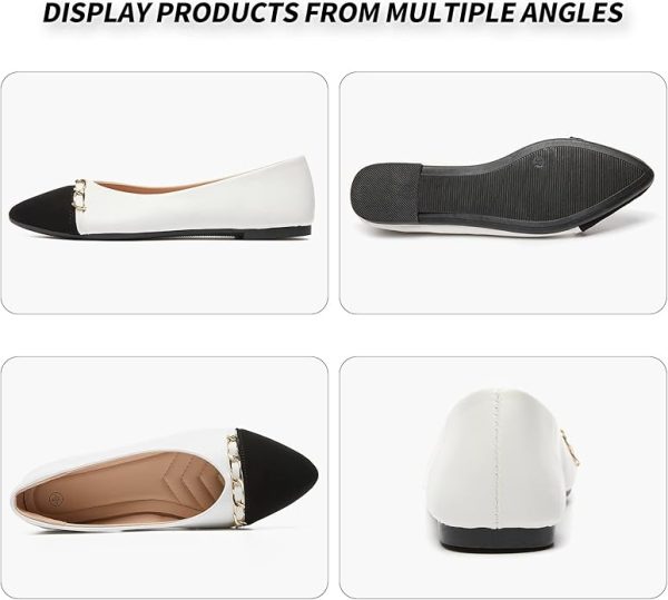 BABUDOG Women's Black Flats Shoes,White Dress Shoes for Women,Crimping Faux Suede Ballet Flats Comfortable - Image 3