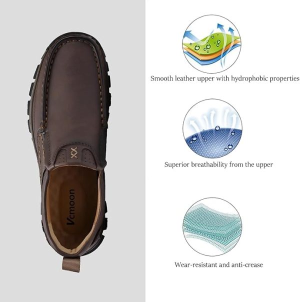 Men's Slip-On Loafers Comfortable Leather Casual Walking Shoes for Work Office Dress Outdoor - Image 3