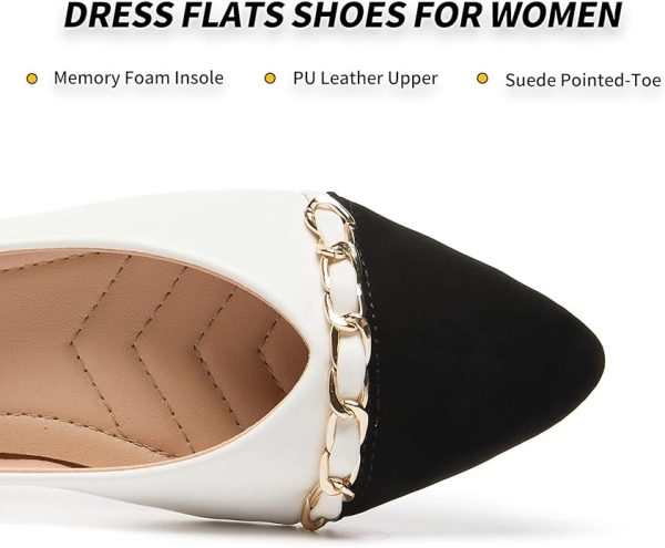 BABUDOG Women's Black Flats Shoes,White Dress Shoes for Women,Crimping Faux Suede Ballet Flats Comfortable - Image 2