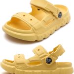 LONSOEN Kids Summer Clogs Boys Girls Slide Sandals Adjustable Toddler Indoor Outdoor Slippers Children Beach Pool Shoes