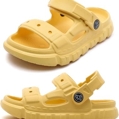 LONSOEN Kids Summer Clogs Boys Girls Slide Sandals Adjustable Toddler Indoor Outdoor Slippers Children Beach Pool Shoes