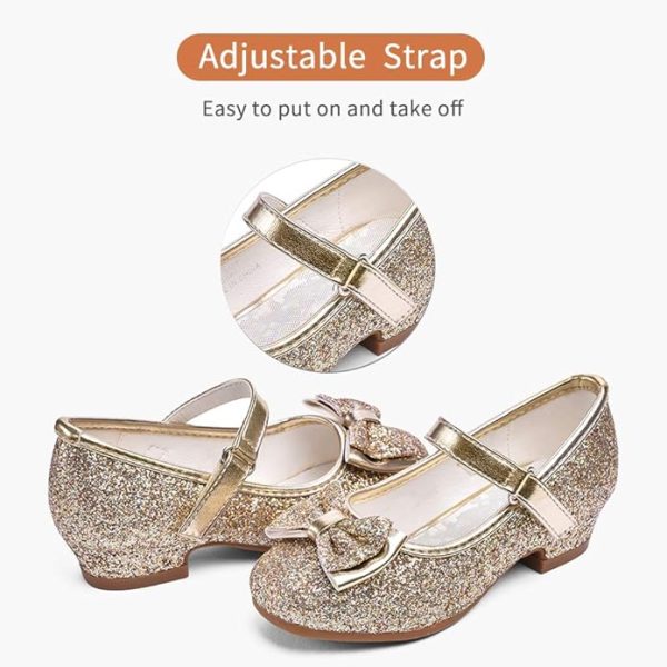 Stelle Girls Dress Shoes Glitter Princess Shoe Flower Mary Jane Low Heels Party Wedding Prom Footwear for Toddler Kids - Image 3