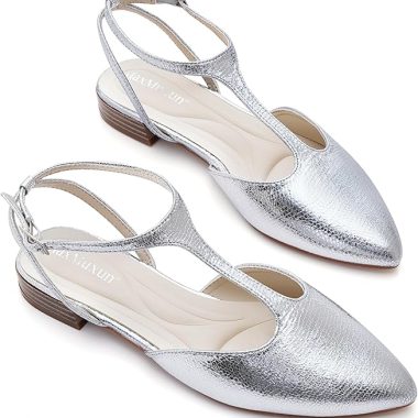 MaxMuxun Flats for Women Pointed Toe Women's Flats Strappy Buckle Dress Shoes Comfortable Casual Office Flats Shoes