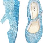 Amtidy Flats Mary Jane Dance Party Cosplay Shoes, Snow Queen Princess Birthday Sandals for Little Girls, Toddler