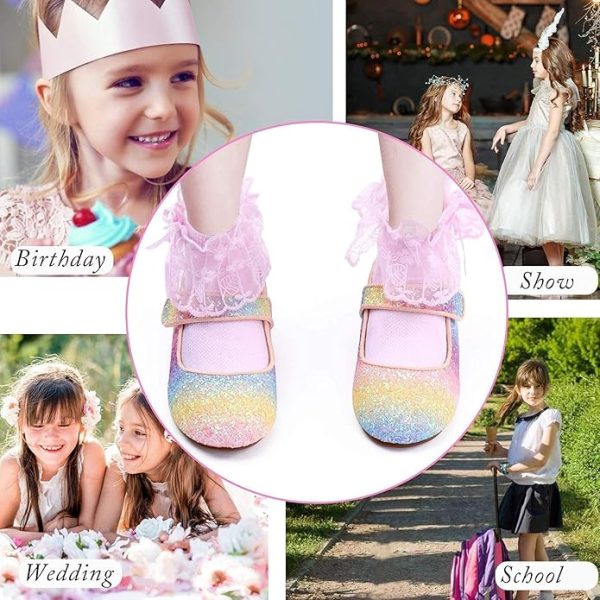 ADAMUMU Girls Dress Up Shoes Sparkly Shoes for Girls Princess Mary Jane School Uniform Dress Shoes in Performance, Prom and Graduation for Toddler/Little/Big Kids - Image 3